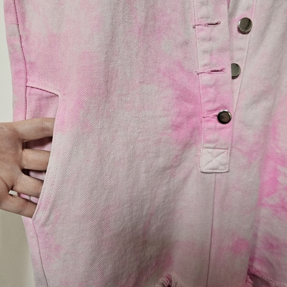 N°1 Los Angeles Pink Acid Wash Distressed Denim Jumpsuit Size S - Picture 11 of 17